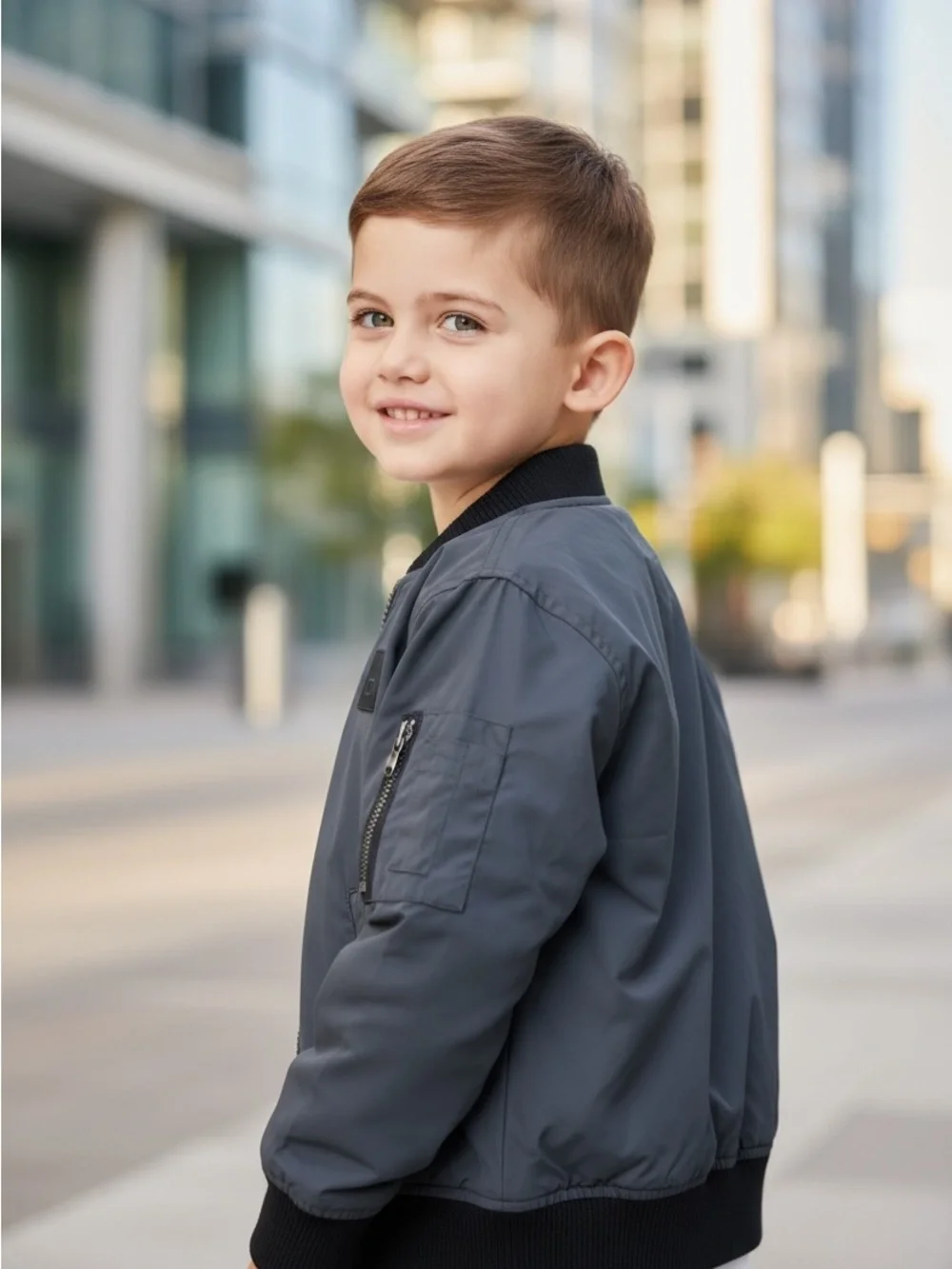Calvin Klein Jeans Boys Charcoal Gray MA-1 Bomber Jacket Size 4T M(4)